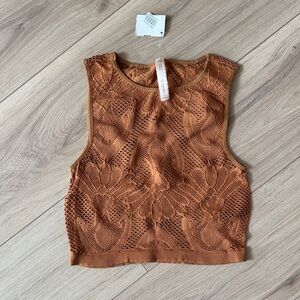 By Together Women's Brown Lace Crop Top